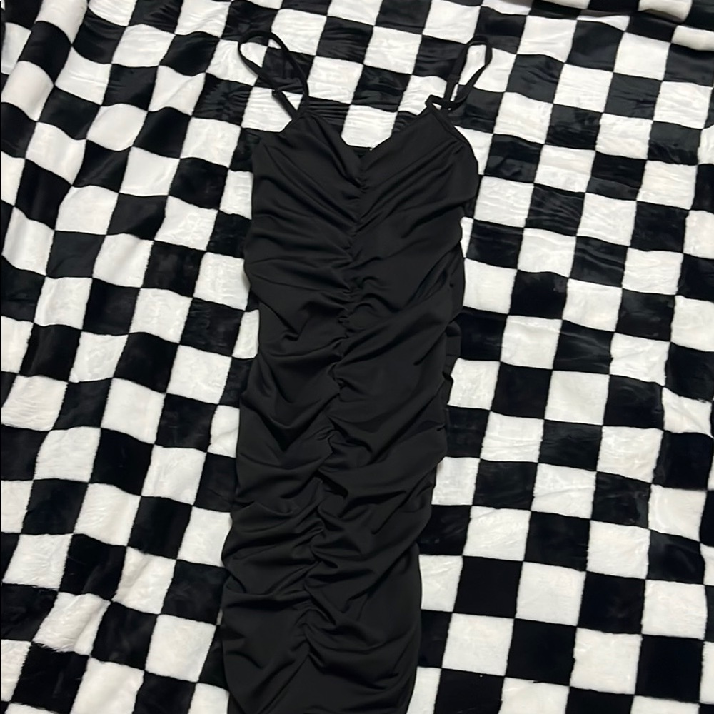SHEIN Black Ruched Kids Dress